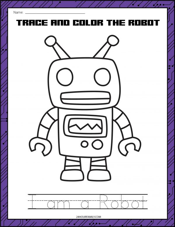 robot drawing and coloring pages