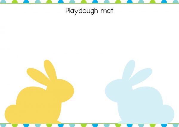 Bunny rabbit play dough mat yellow and blue play doh mat 