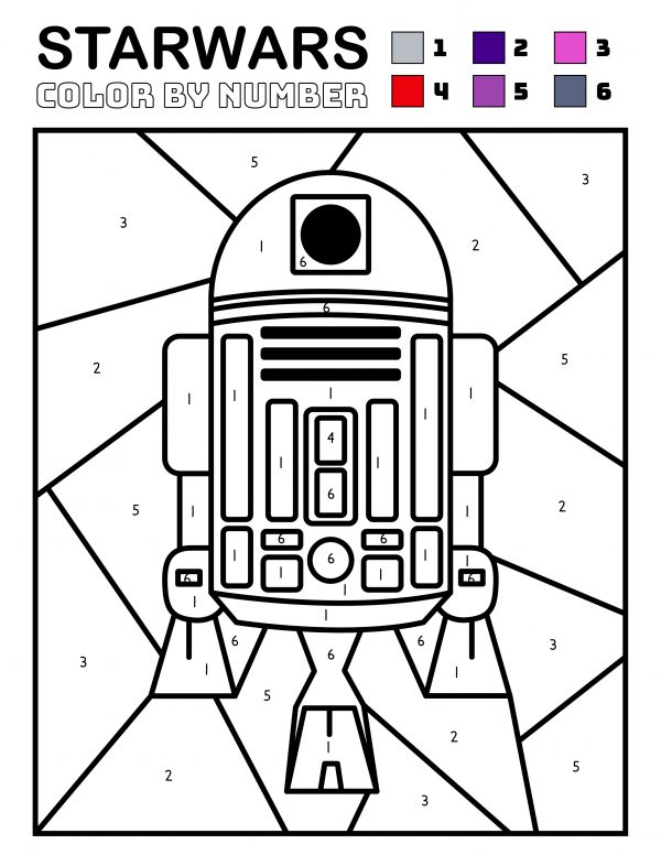 R2-D2 Star Wars color by numbers pages