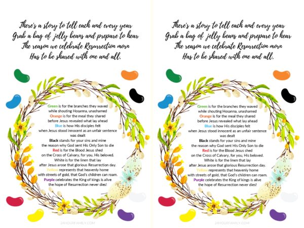 printable explaining easter to a child jelly bean poem