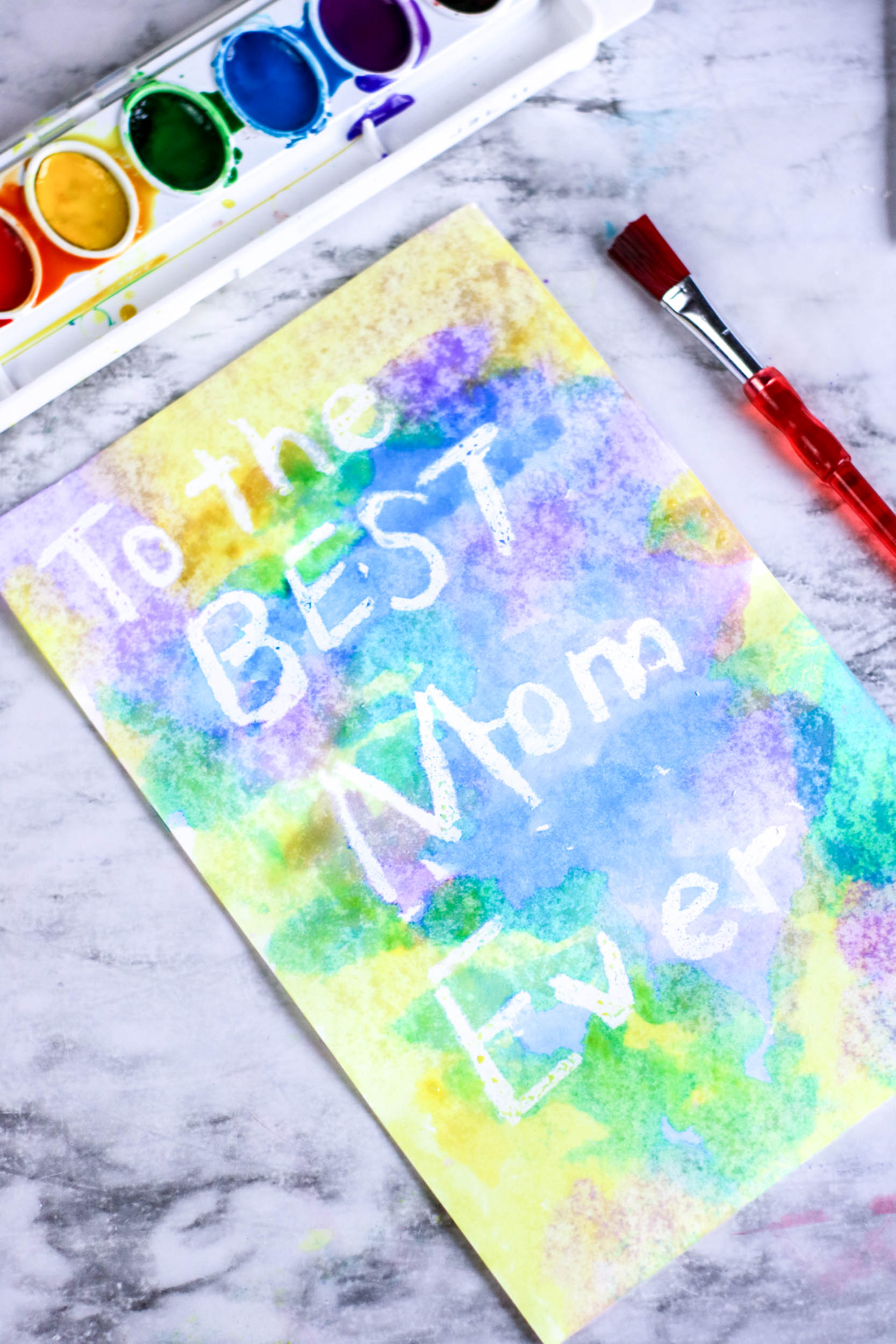 Easy Watercolor Mothers Day Card for Kids to Make
