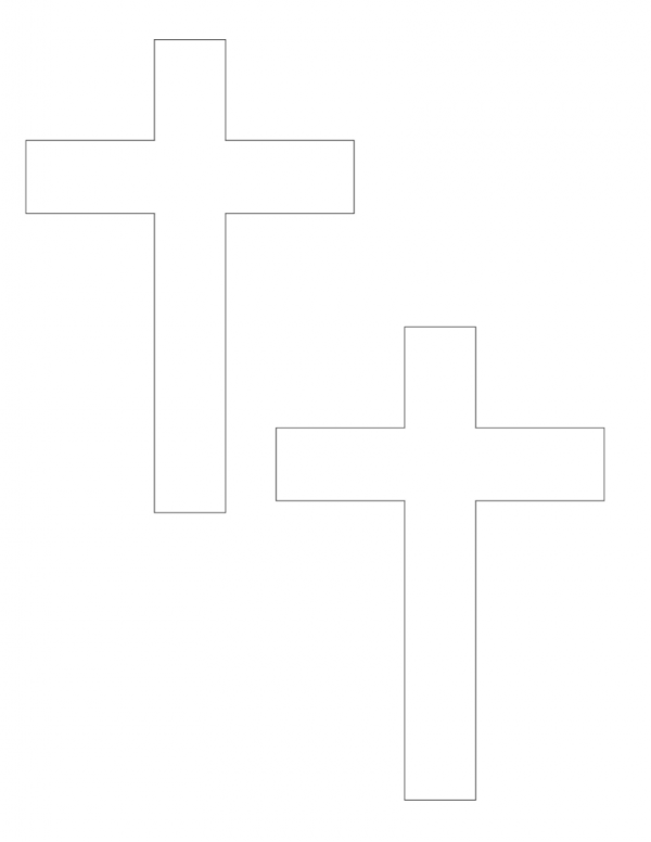 cross template cross outline size 4 x 6 1/2 inches for easter projects, cards, church crafts
