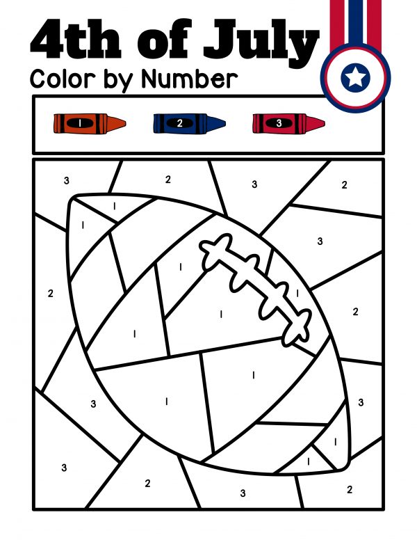 football color by number 4th of July coloring page