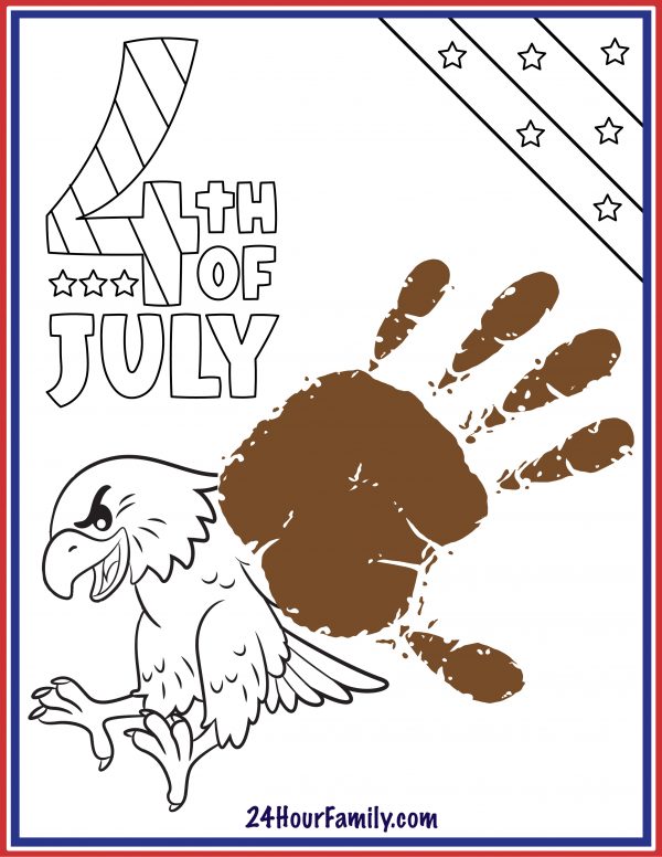 eagle craft July fourth hand print art for kids and preschoolers