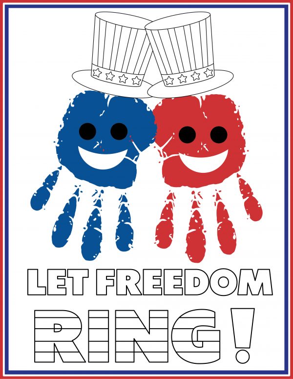 let freedom ring craft handprint art craft for kids and preschoolers