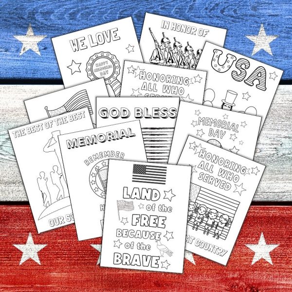 free printable pdf memorial day coloring page for kids and preschoolers