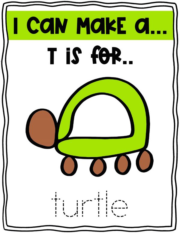letter T worksheets I can make a turtle play doh mat