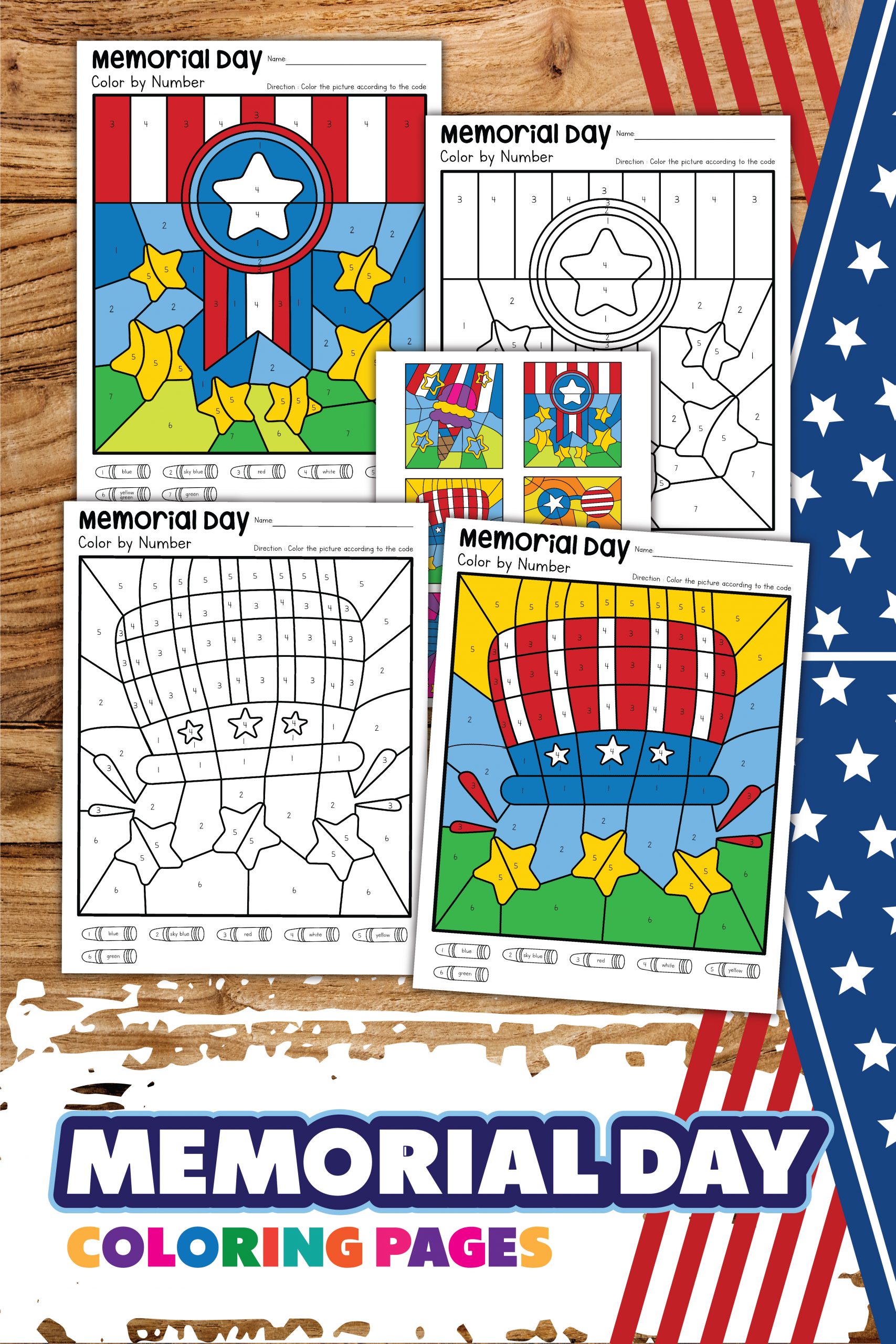 Free Memorial Day Color by Number Coloring Pages