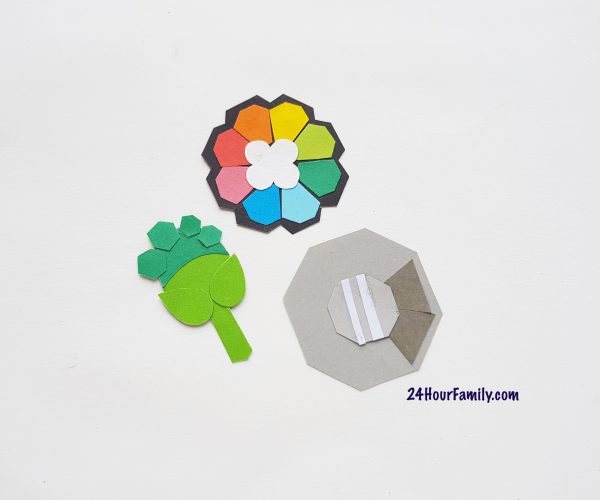  the patterns of the Boulder, Rainbow and Earth badge paper craft Pokemon paper crafts for kids