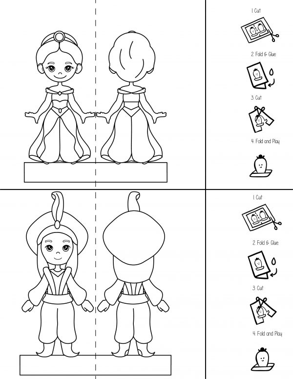 princess jasmine paper doll printable free pdf download Aladdin paper dolls