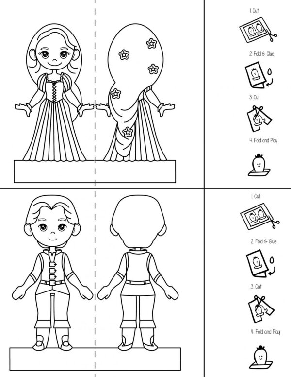 Rapunzel and Flynn Rider paper dolls