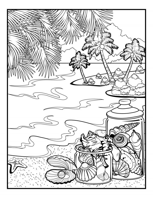 palm tree coloring pages shells coloring pages aesthetic coloring pictures