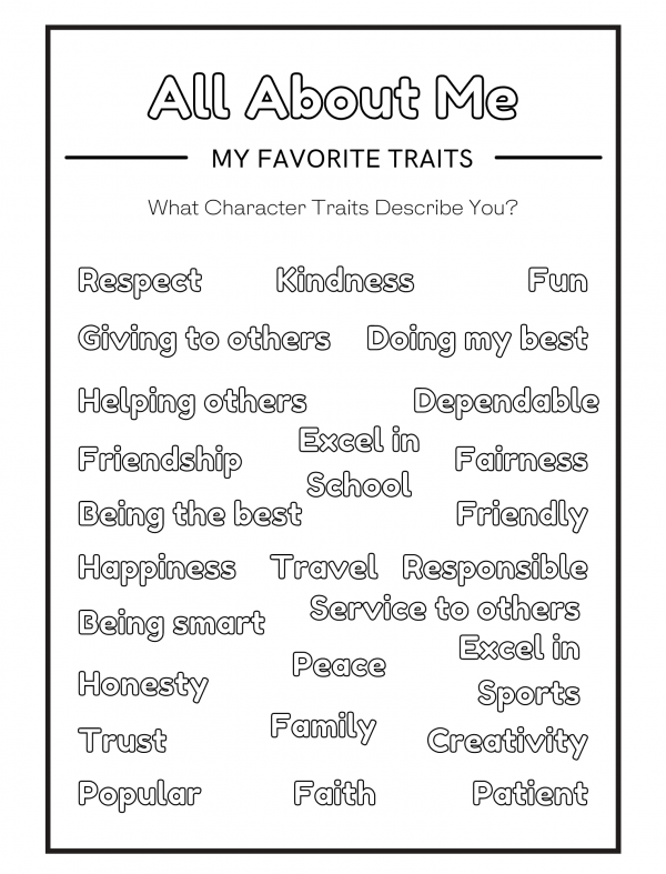 all about me my favorite traits middle school