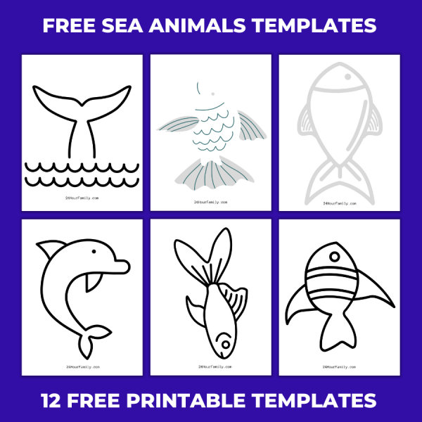 12 Free Ocean Animals Fish Outline Templates 