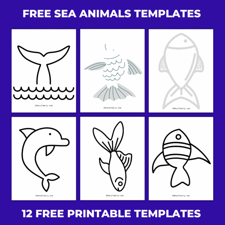 Image for 12 Free Ocean Animals Fish Outline Templates