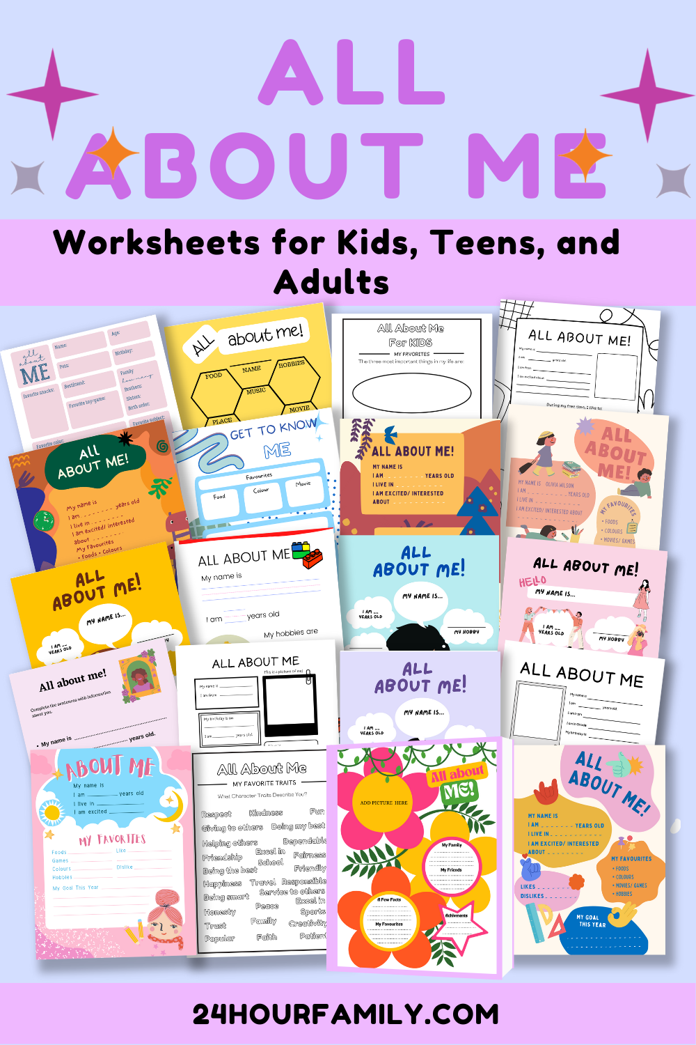 60 All About Me Worksheet for Kids, Teens and Adults