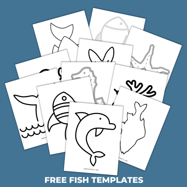 12 page free fish outline templates