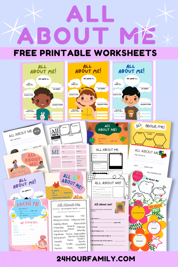 all about me free printable worksheets