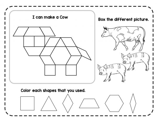 10 Farm Pattern Blocks Printable for Preschoolers 