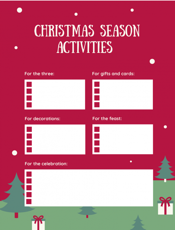 christmas season activities printable