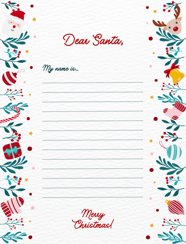 dear santa letter dear santa printable