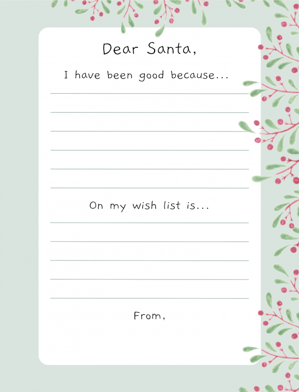dear santa I have been good santa christmas letter printable