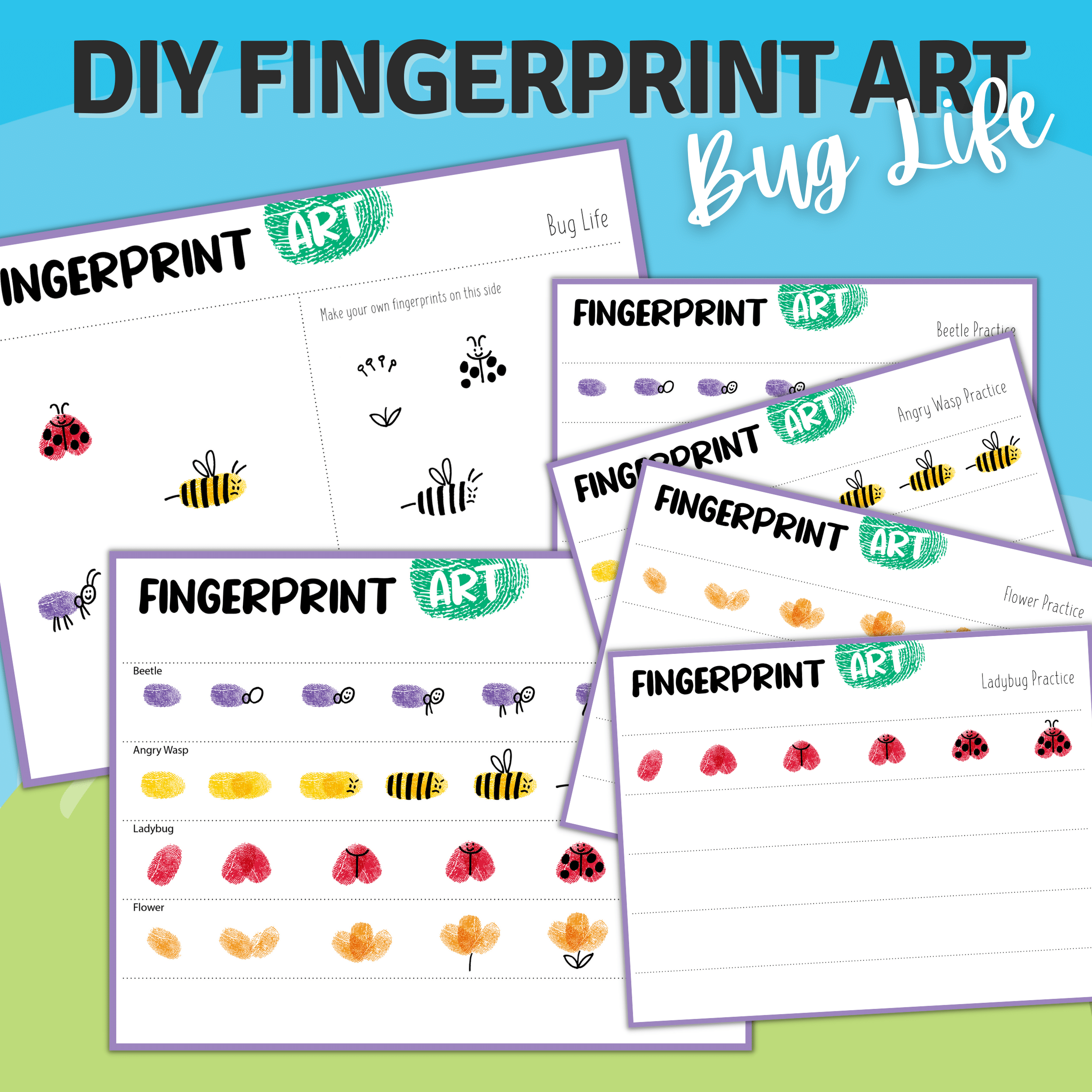 bug fingerprint art free to print for toddlers preschoolers fun fingerprint art activity