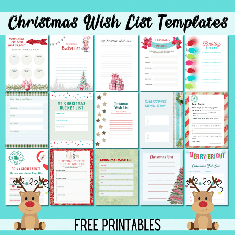 Christmas wishlist templates free printable pdf