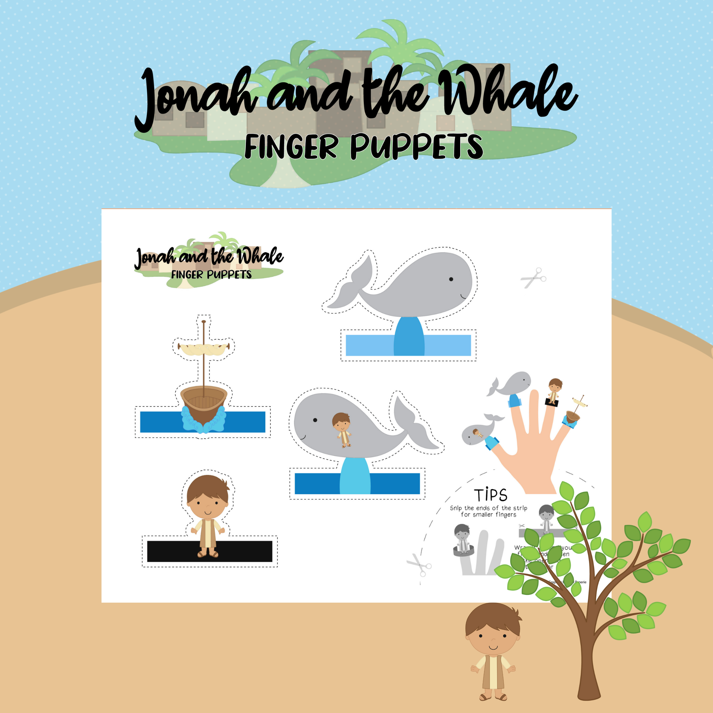 Jonah and the Whale Finger Puppets Printable
