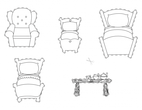 color your own Goldilocks Puppets free template for making popsicle puppets fun activity for kids 