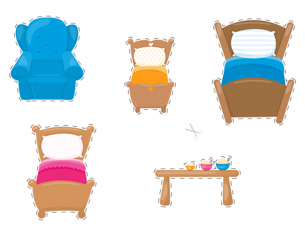 Goldilocks Puppets free template with color for making popsicle puppets fun activity for kids 