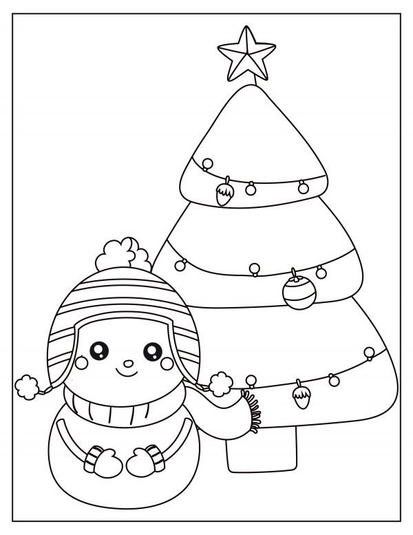 penguin christmas Tre coloring pages cute christmas drawings