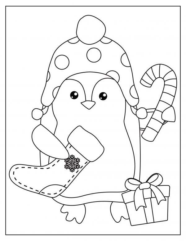 penguin coloring pages christmas drawings