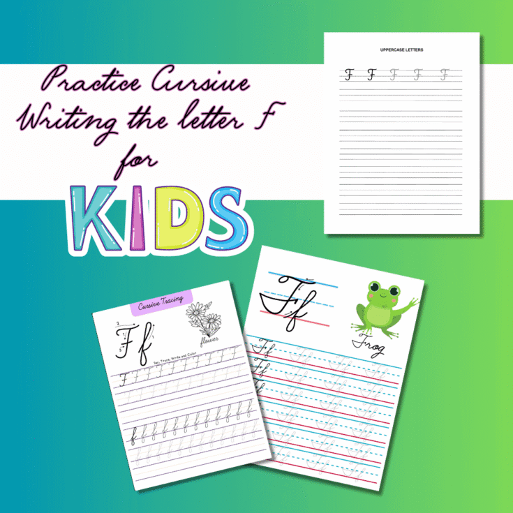 cursive handwriting practice letter f worksheets