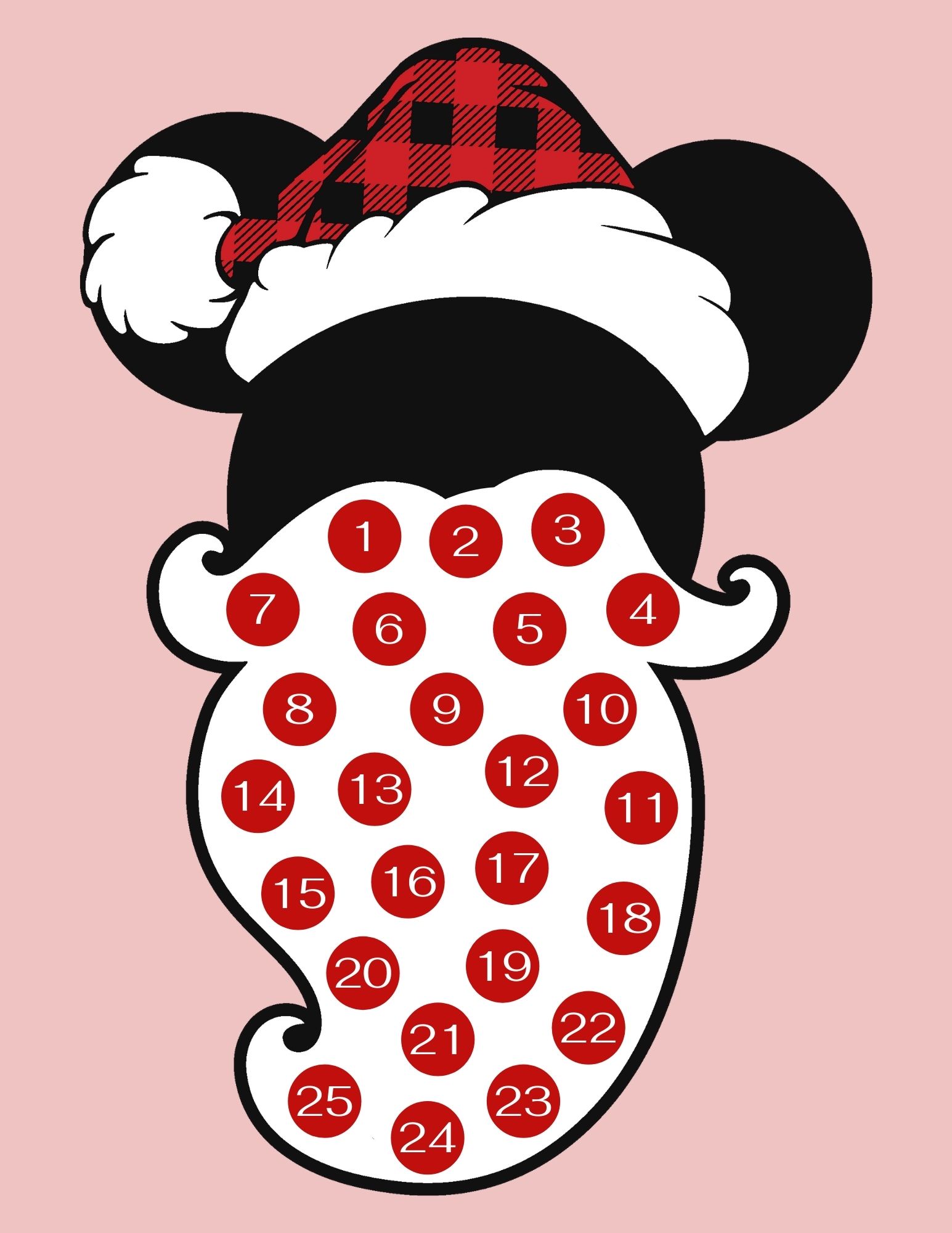 Christmas countdown printable Mickey Mouse Santa Claus