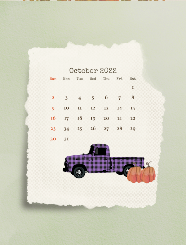 fall calendar October 2022 printable calendar template