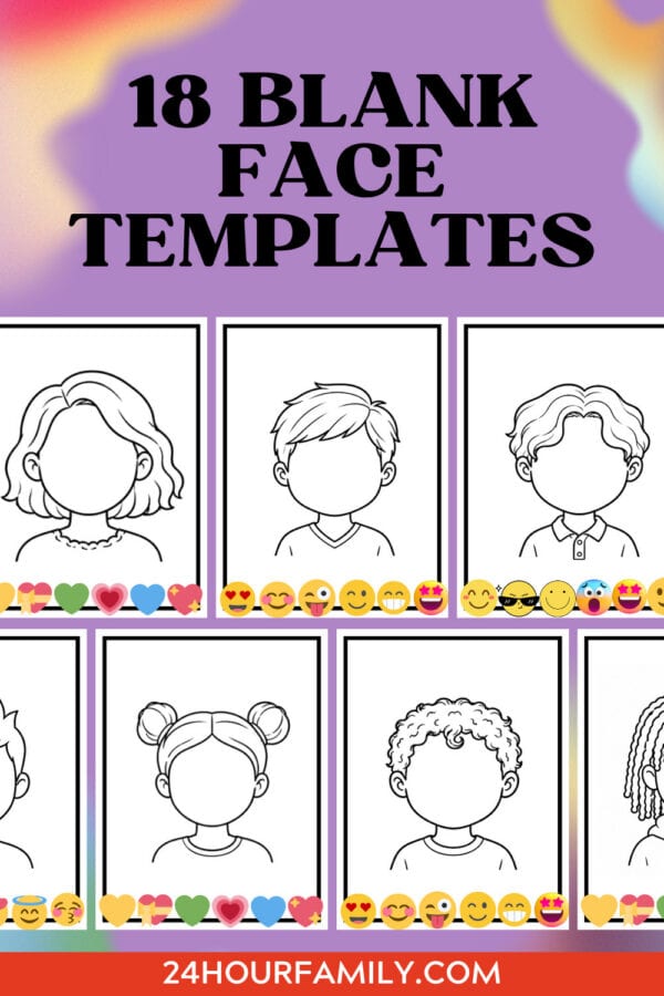 blank face templates with short haircut