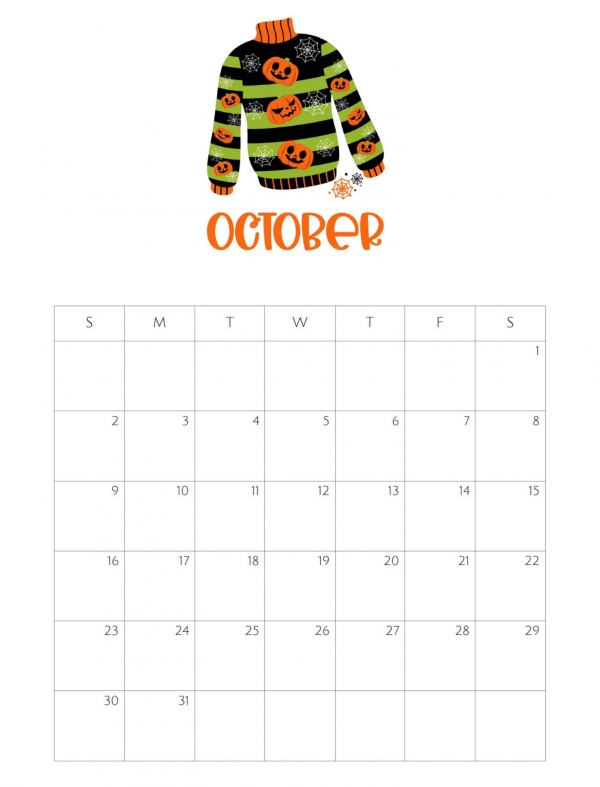 sweater calendar halloween 