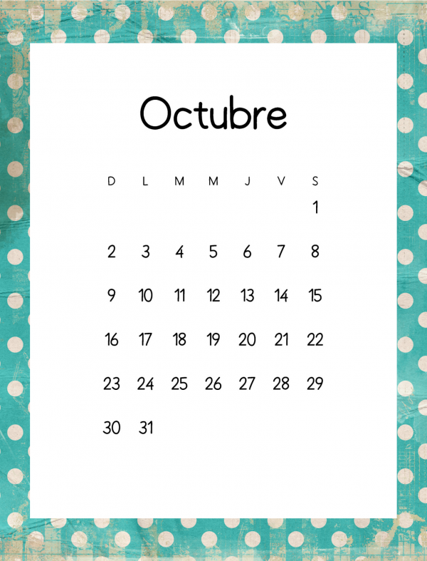 spanish calendar October 2022 printable template
