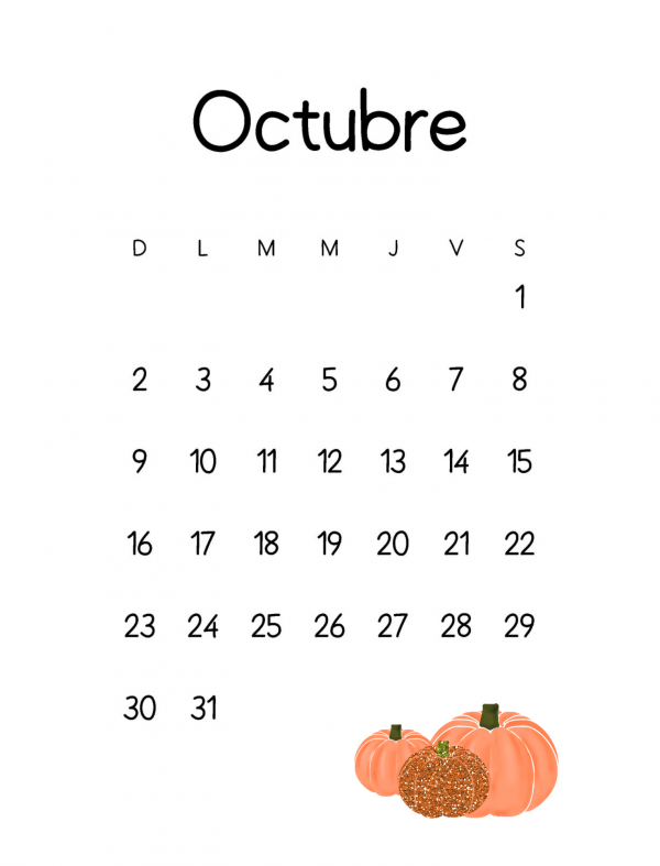 spanish monthly calendar October 2022