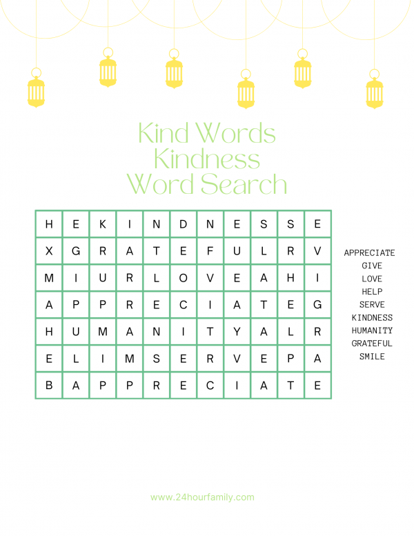 kind words kindness word search