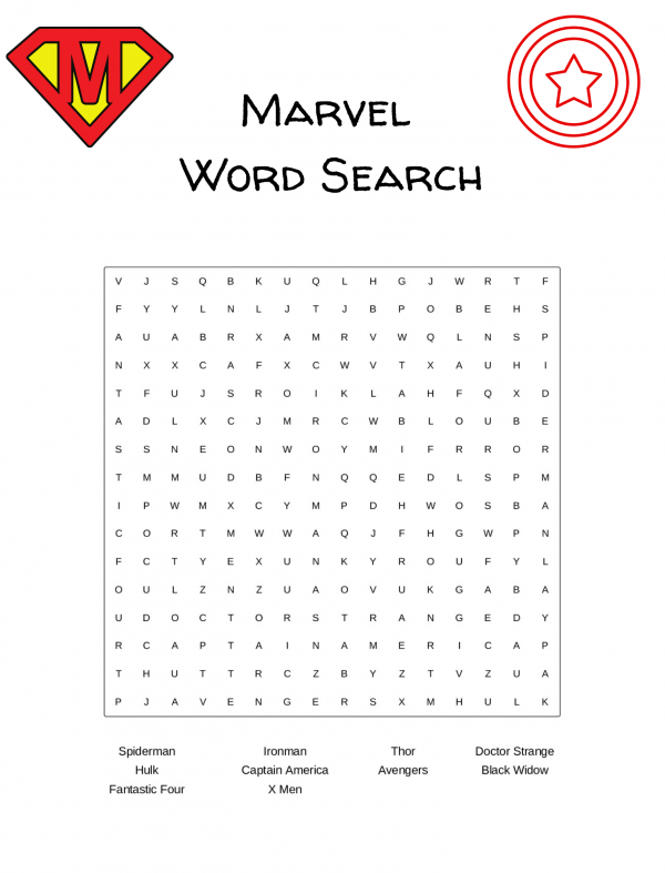 Marvel word search