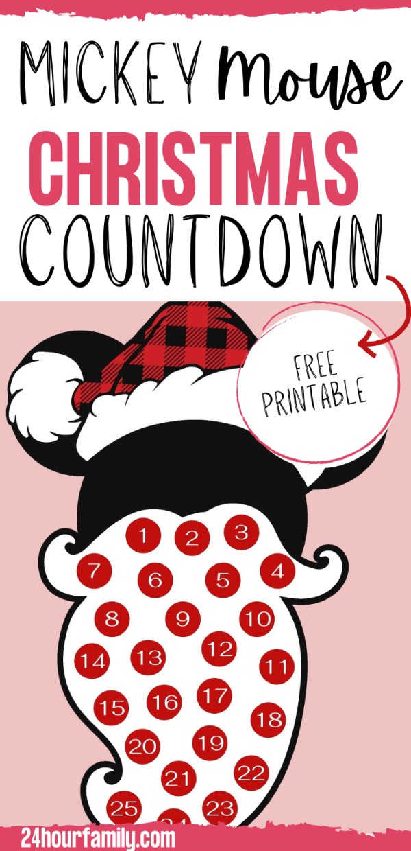 Mickey Mouse Disney Christmas Countdown printable free pdf