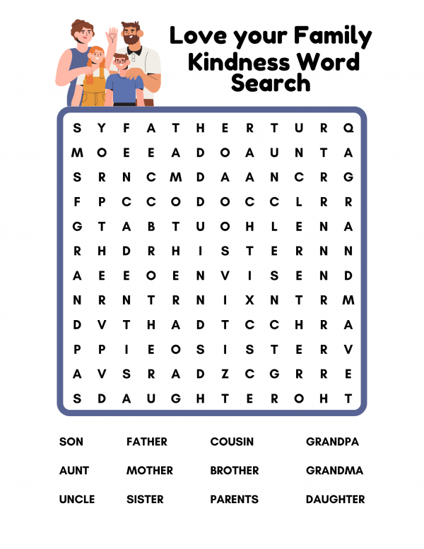 love your family kindness word search