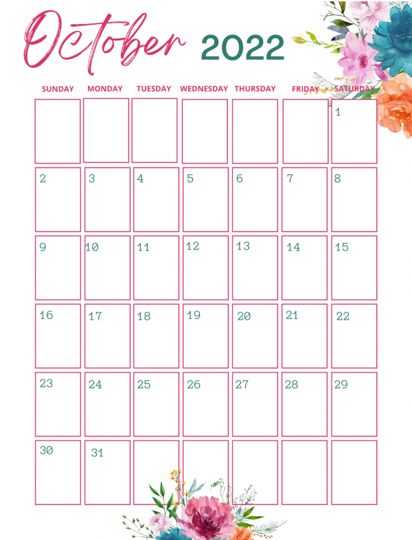 free floral calendar printable