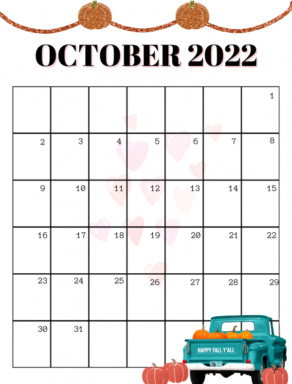 printable monthly calendar October 2022