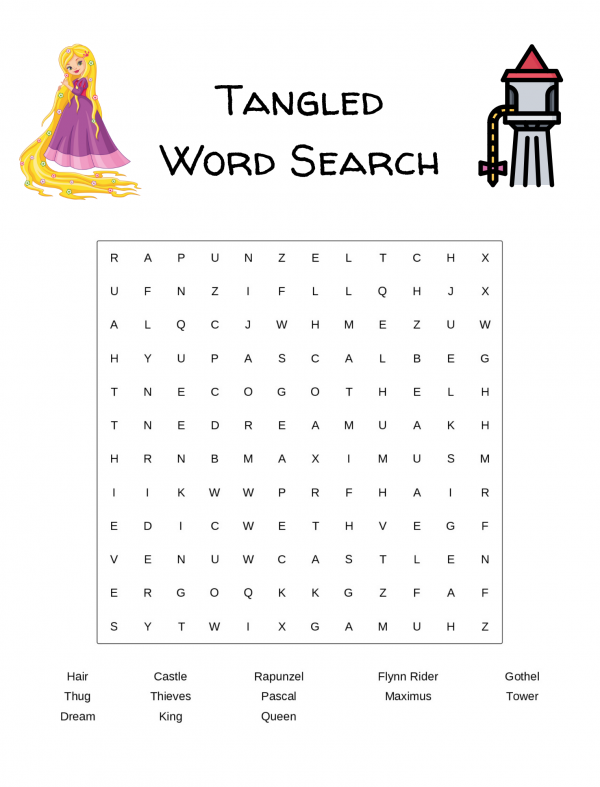 Tangled word search Disney movie