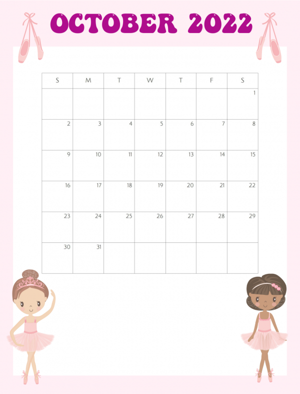 ballerina calendar October 2022