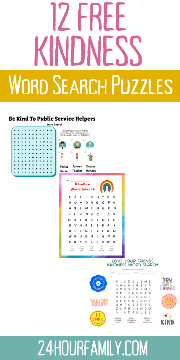 12 free kindness word search puzzles