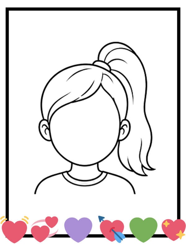 blank face templates with ponytail